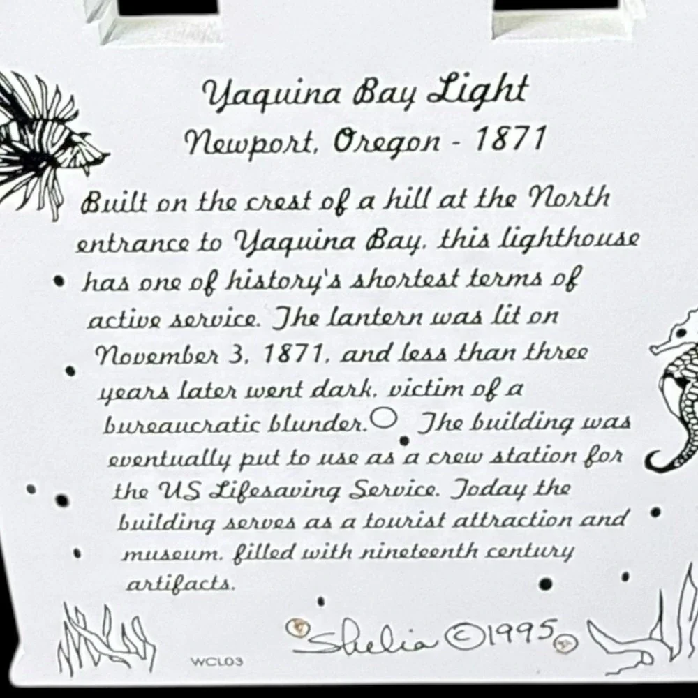 Yaquina Bay Light Newport Oregon Shelia Shelf Sitter with Box‎ 1995 Signed
